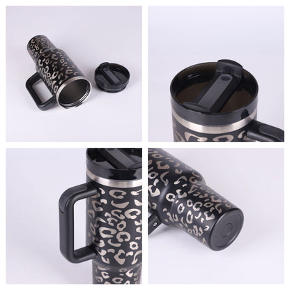 (Top Pick) 40 Oz Tumbler With Handle Straw Insulated, Stainless Steel Spill Proof Vacuum Coffee Cup Tumbler With Lid Tapered Mug Gifts For Valentine Lover Suitable For Car Gym Office Travel