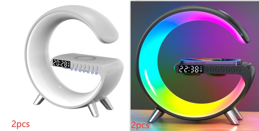 (New Arrival) New Intelligent G Shaped LED Lamp Bluetooth Speake Wireless Charger Atmosphere Lamp App Control For Bedroom Home Decor