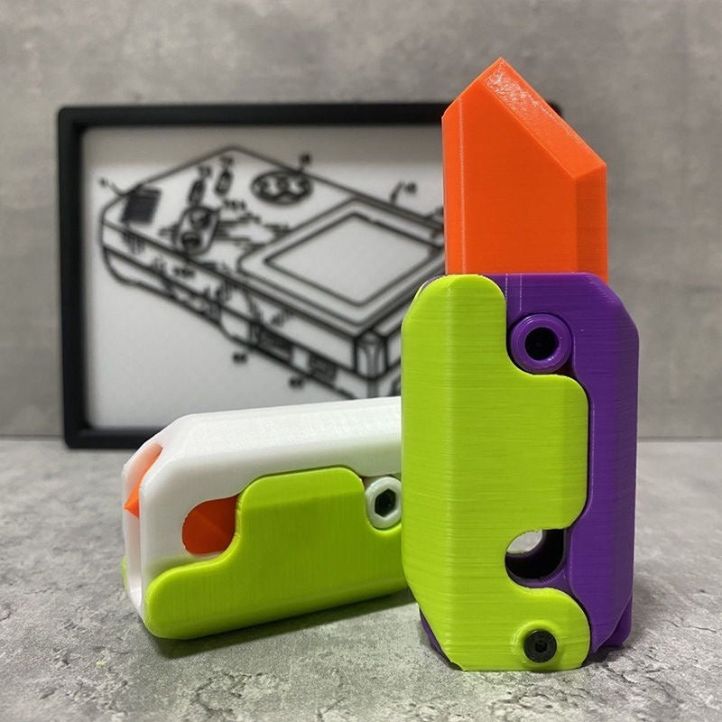 (New Arrival) 3D Printing Gravity Cub Jumping Small Radish Knife Mini Model Student Prize Pendant Decompression Toy For Children Gift