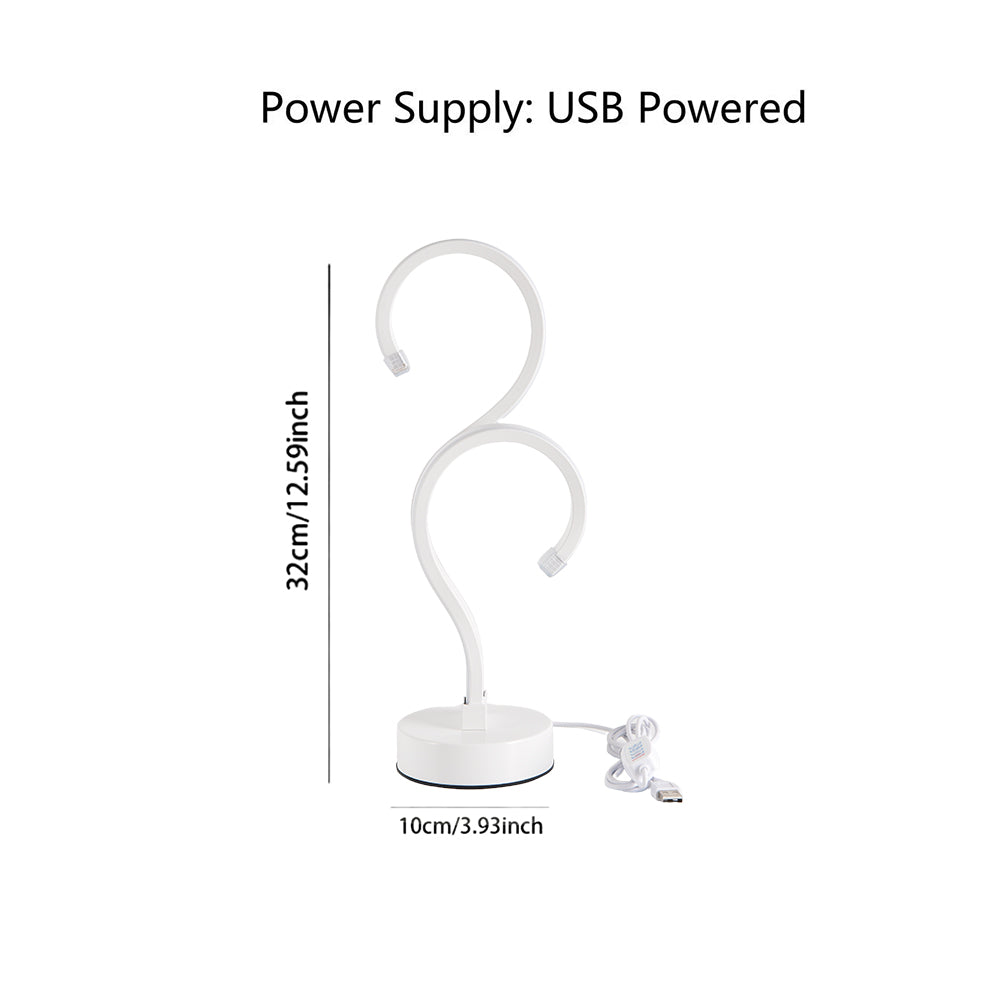 (New Arrival) Creative Double Question Mark Elegant White Desktop Lamp, USB Power Supply - Three Color Lighting, Suitable For Bedroom