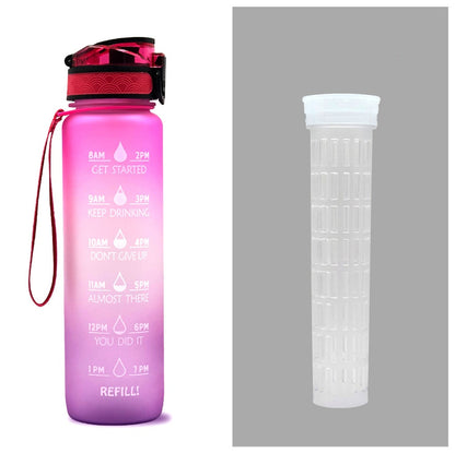 (New Arrival) 1L Tritan Water Bottle With Time Marker Bounce Cover Motivational Water Bottle Cycling Leakproof Cup For Sports Fitness Bottles