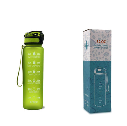 (New Arrival) 1L Tritan Water Bottle With Time Marker Bounce Cover Motivational Water Bottle Cycling Leakproof Cup For Sports Fitness Bottles