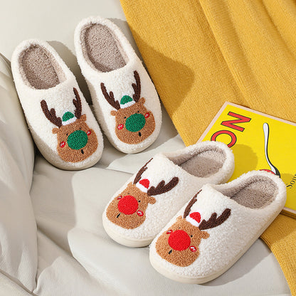(New Arrival) Christmas Shoes Winter Home Slippers Elk Soft Cozy Bedroom Slipper Slip On House Shoes