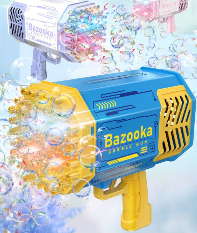 (Top Pick) Bubble Gun Rocket 69 Holes Soap Bubbles Machine Gun Shape Automatic Blower With Light Toys For Kids Pomperos
