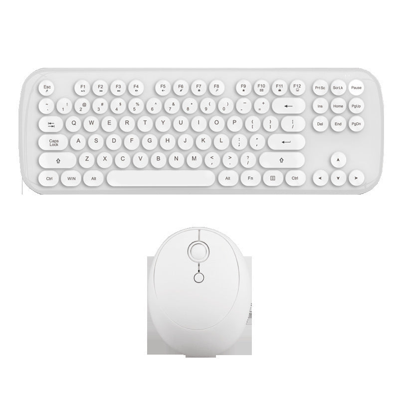 (New Arrival) Wireless Keyboard And Mouse Set Girls Color Retro