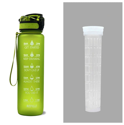(New Arrival) 1L Tritan Water Bottle With Time Marker Bounce Cover Motivational Water Bottle Cycling Leakproof Cup For Sports Fitness Bottles