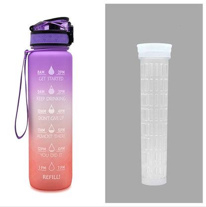 (New Arrival) 1L Tritan Water Bottle With Time Marker Bounce Cover Motivational Water Bottle Cycling Leakproof Cup For Sports Fitness Bottles