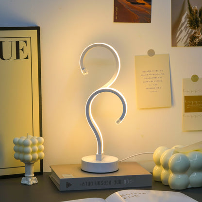 (New Arrival) Creative Double Question Mark Elegant White Desktop Lamp, USB Power Supply - Three Color Lighting, Suitable For Bedroom